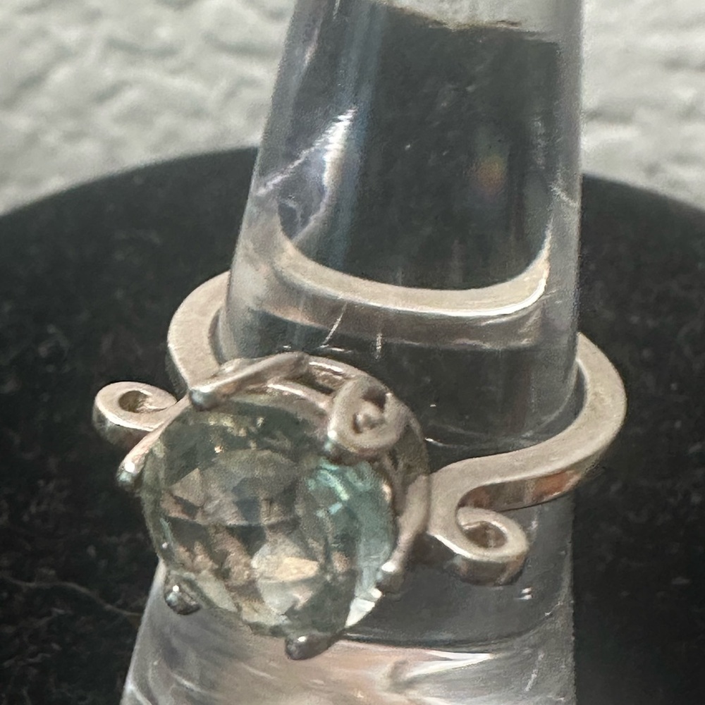 Sterling Silver Ring with green amethyst size 7